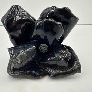 Beautiful Studio Art  Pottery Flower 3 in Rose Midnight Blue‎ Gothic
